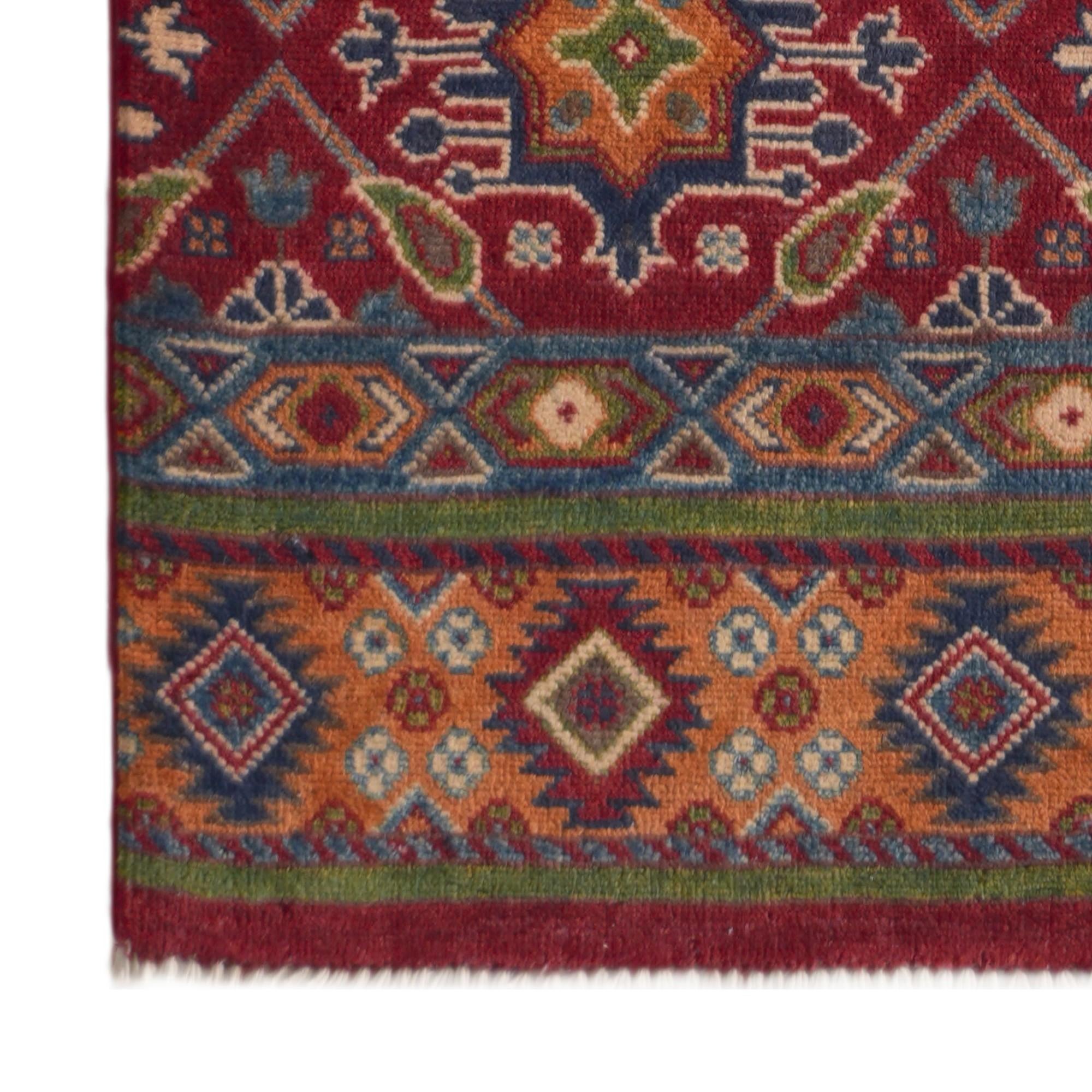 80cm x 295cm Hand Knotted Kazak Runner Rug