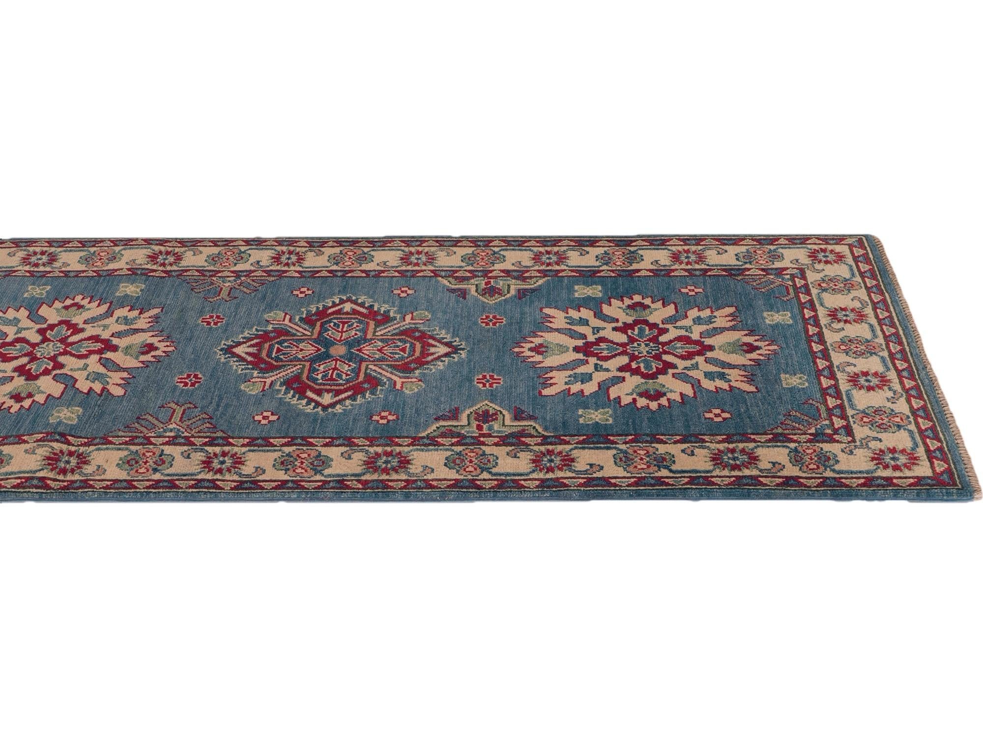 80cm x 240cm Hand Knotted Kazak Runner Rug
