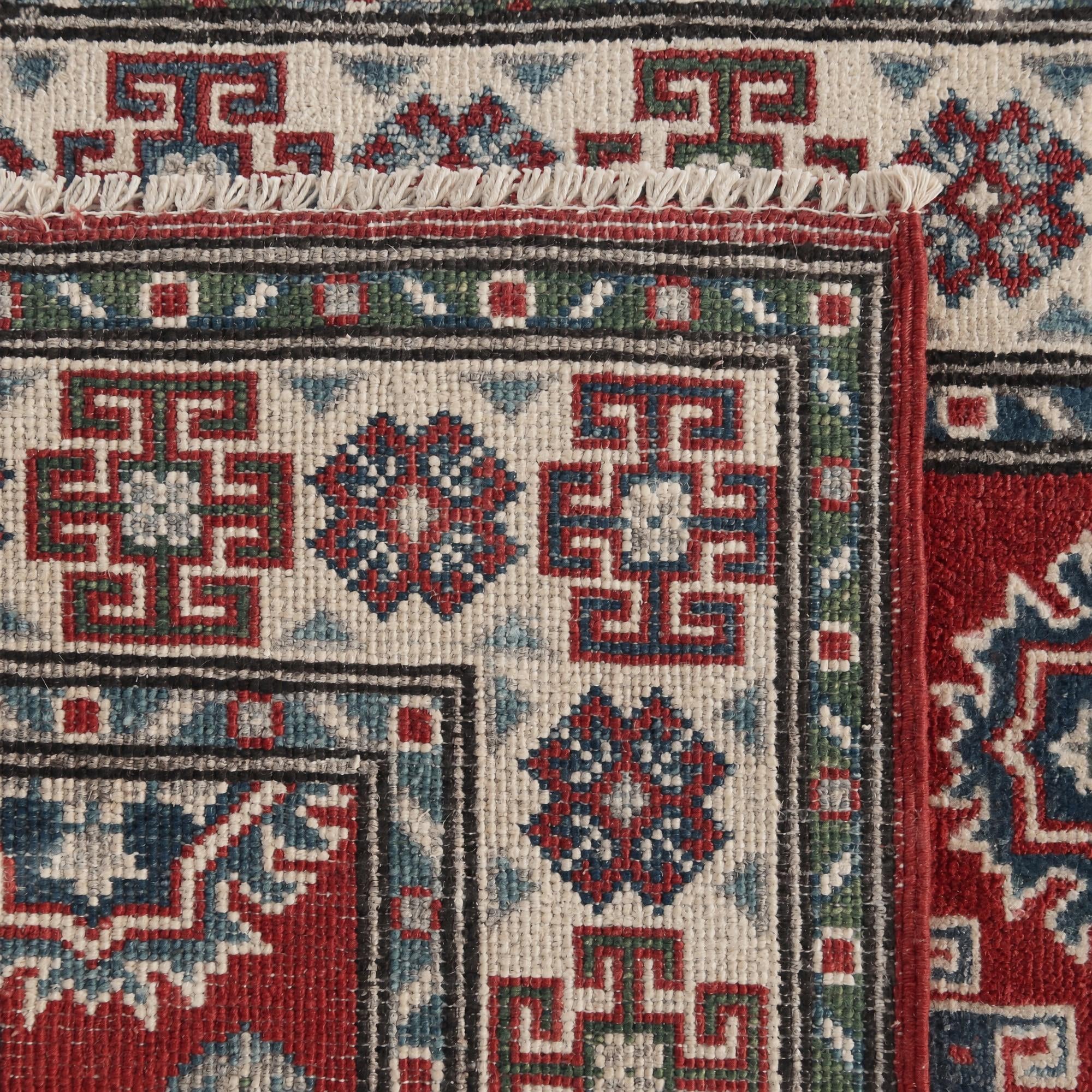 80cm x 300cm Hand Knotted Kazak Runner Rug