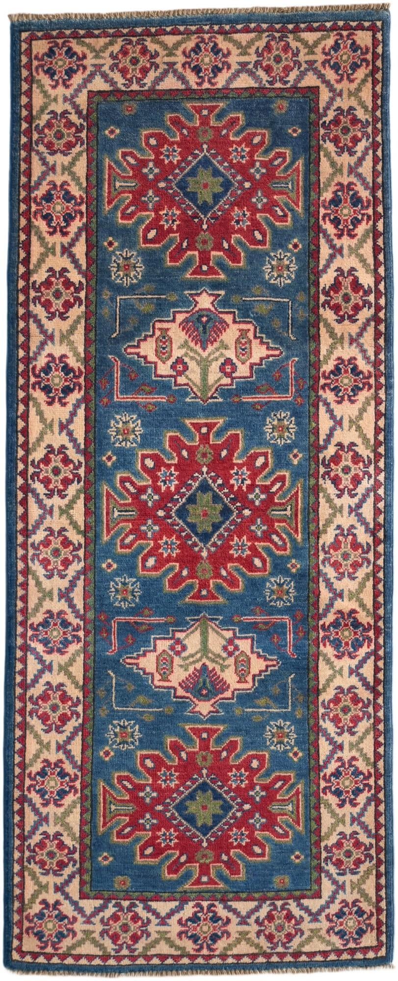 80cm x 200cm anudado a mano Kazak Alfombra Pasillera