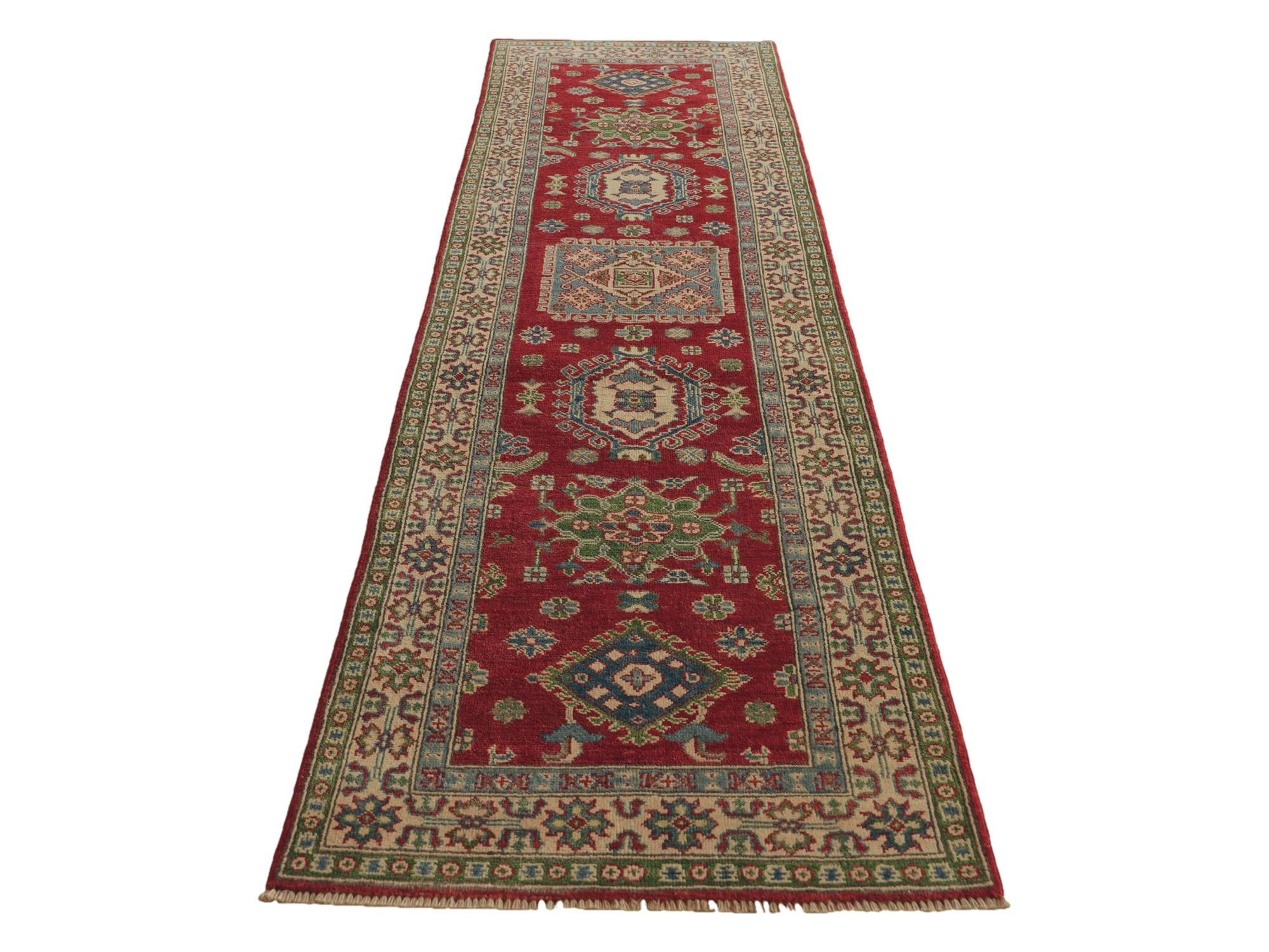 80cm x 305cm anudado a mano Kazak Alfombra Pasillera