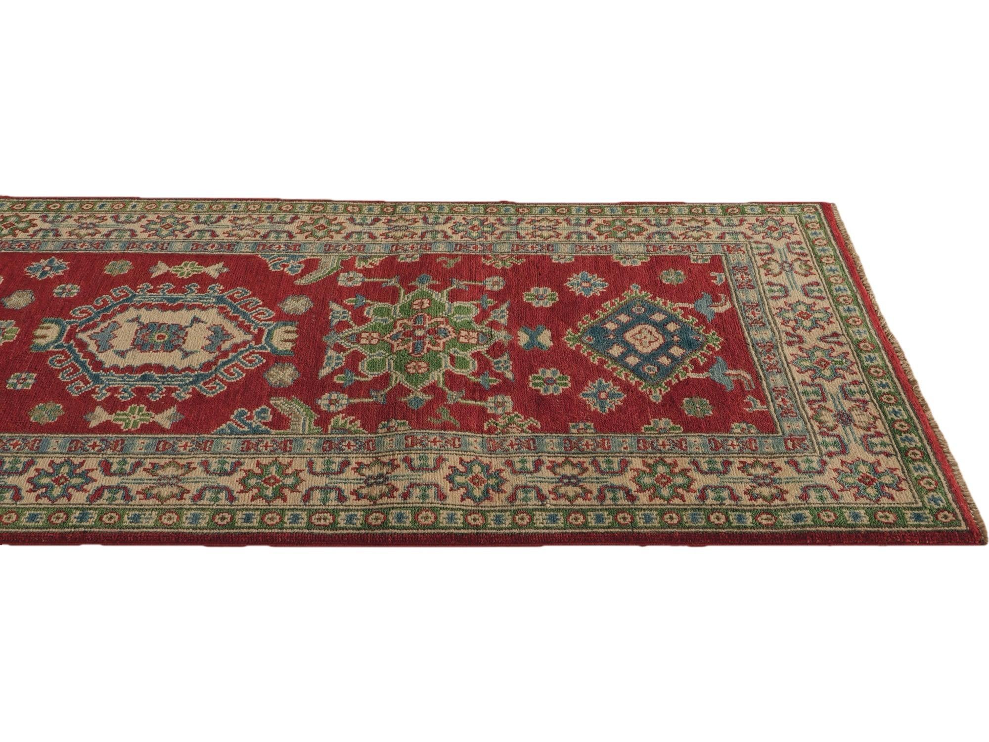80cm x 305cm anudado a mano Kazak Alfombra Pasillera