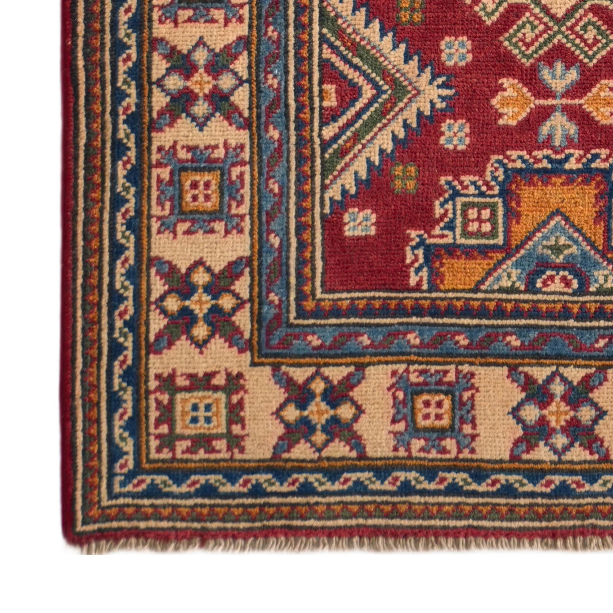80cm x 195cm anudado a mano Kazak Alfombra Pasillera