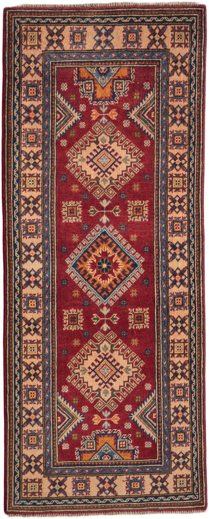 80cm x 195cm anudado a mano Kazak Alfombra Pasillera