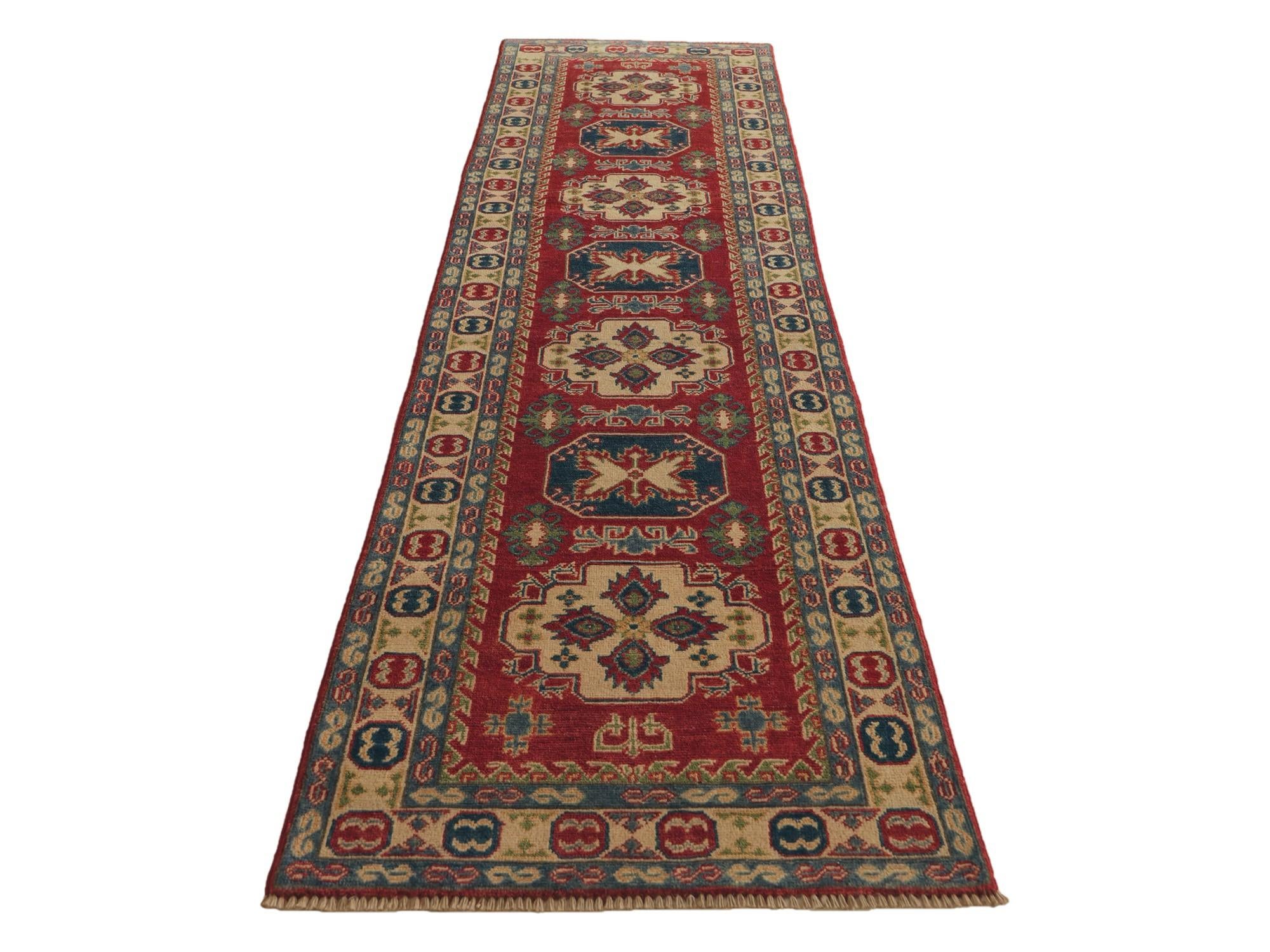 80cm x 300cm Hand Knotted Kazak Runner Rug