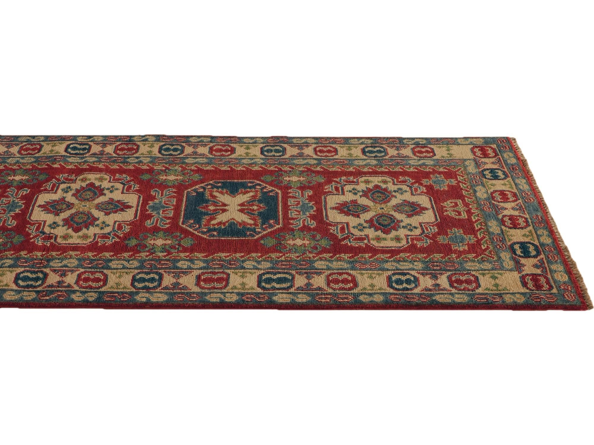 80cm x 300cm Hand Knotted Kazak Runner Rug