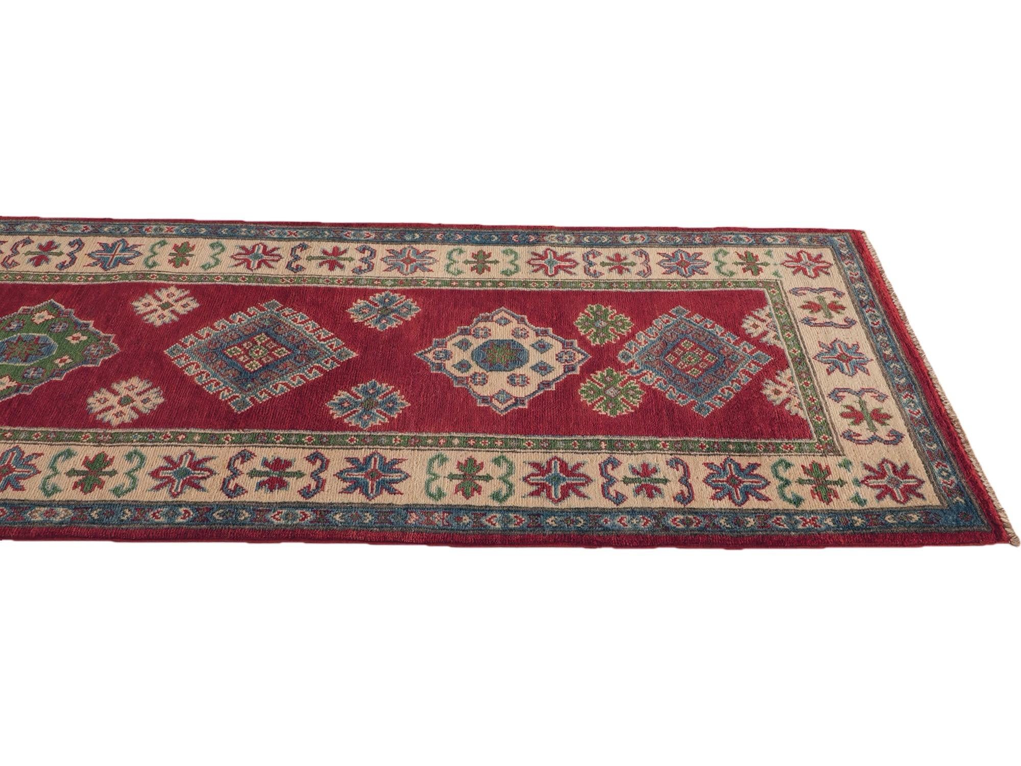 80cm x 290cm Hand Knotted Kazak Runner Rug