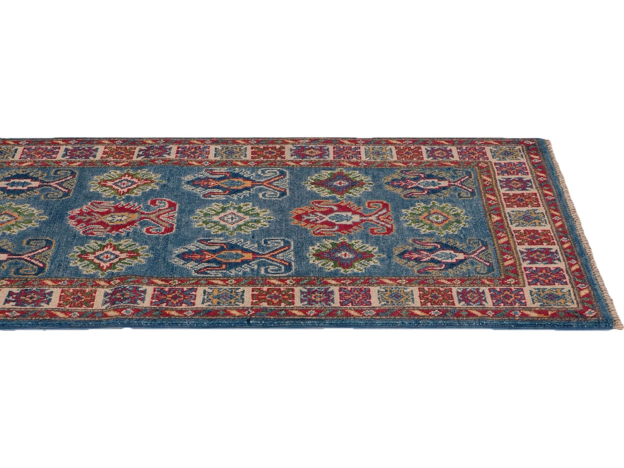 80cm x 220cm Hand Knotted Kazak Runner Rug