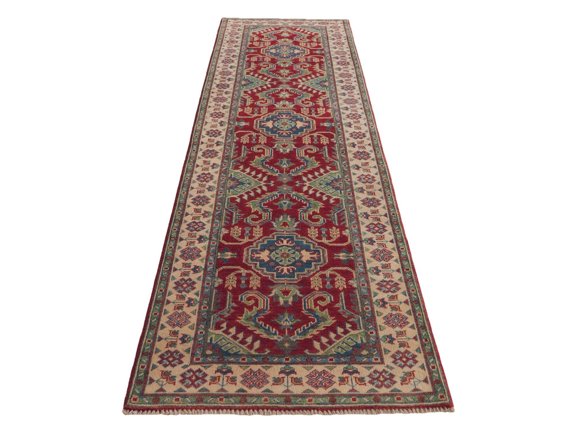 85cm x 300cm Hand Knotted Kazak Runner Rug
