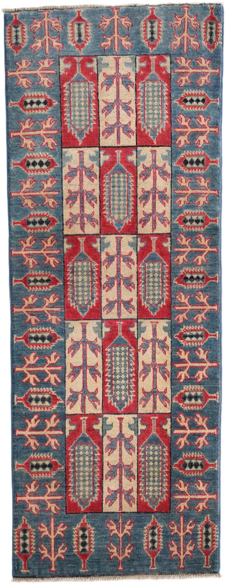2' 1 x 5' 5 Hand Knotted Kazak Runner Rug