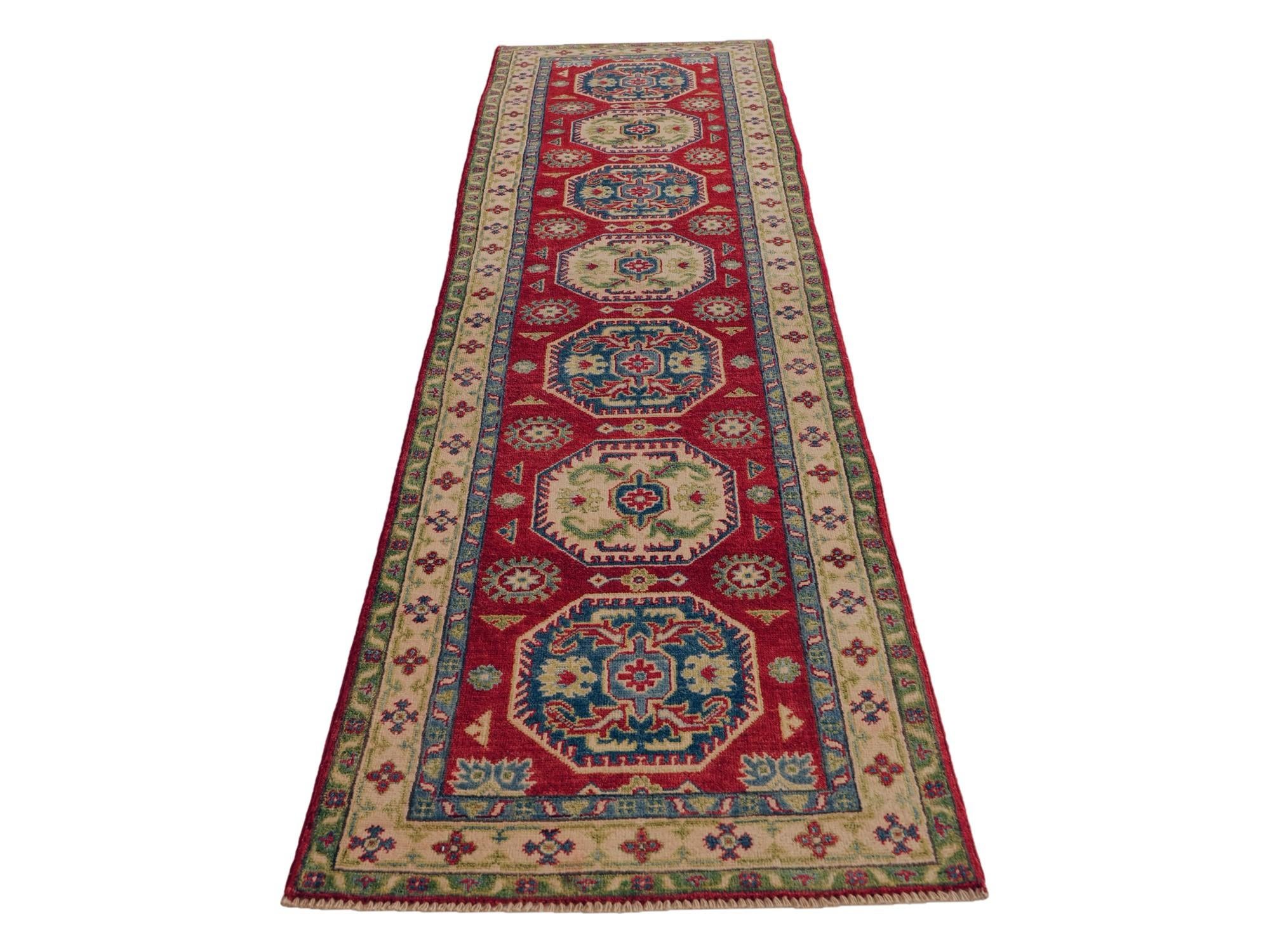 80cm x 310cm anudado a mano Kazak Alfombra Pasillera