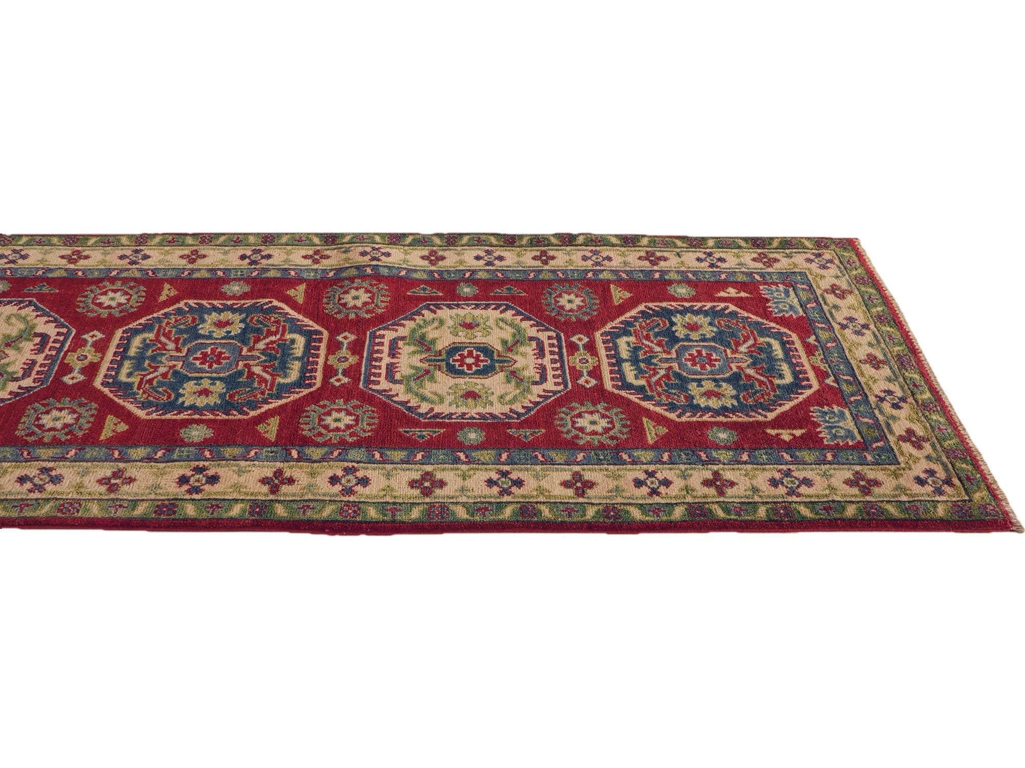 80cm x 310cm anudado a mano Kazak Alfombra Pasillera
