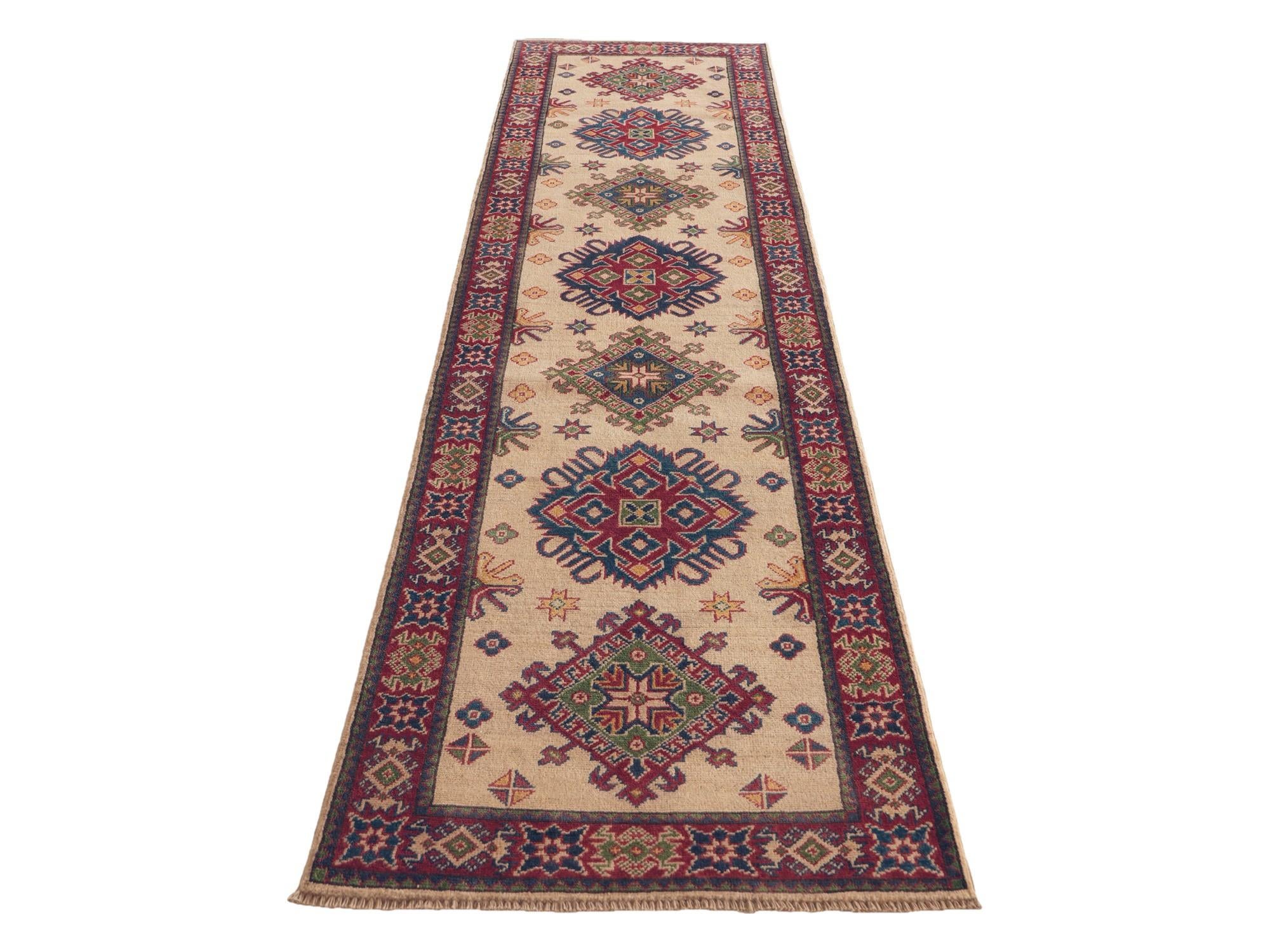 80cm x 295cm Hand Knotted Kazak Runner Rug