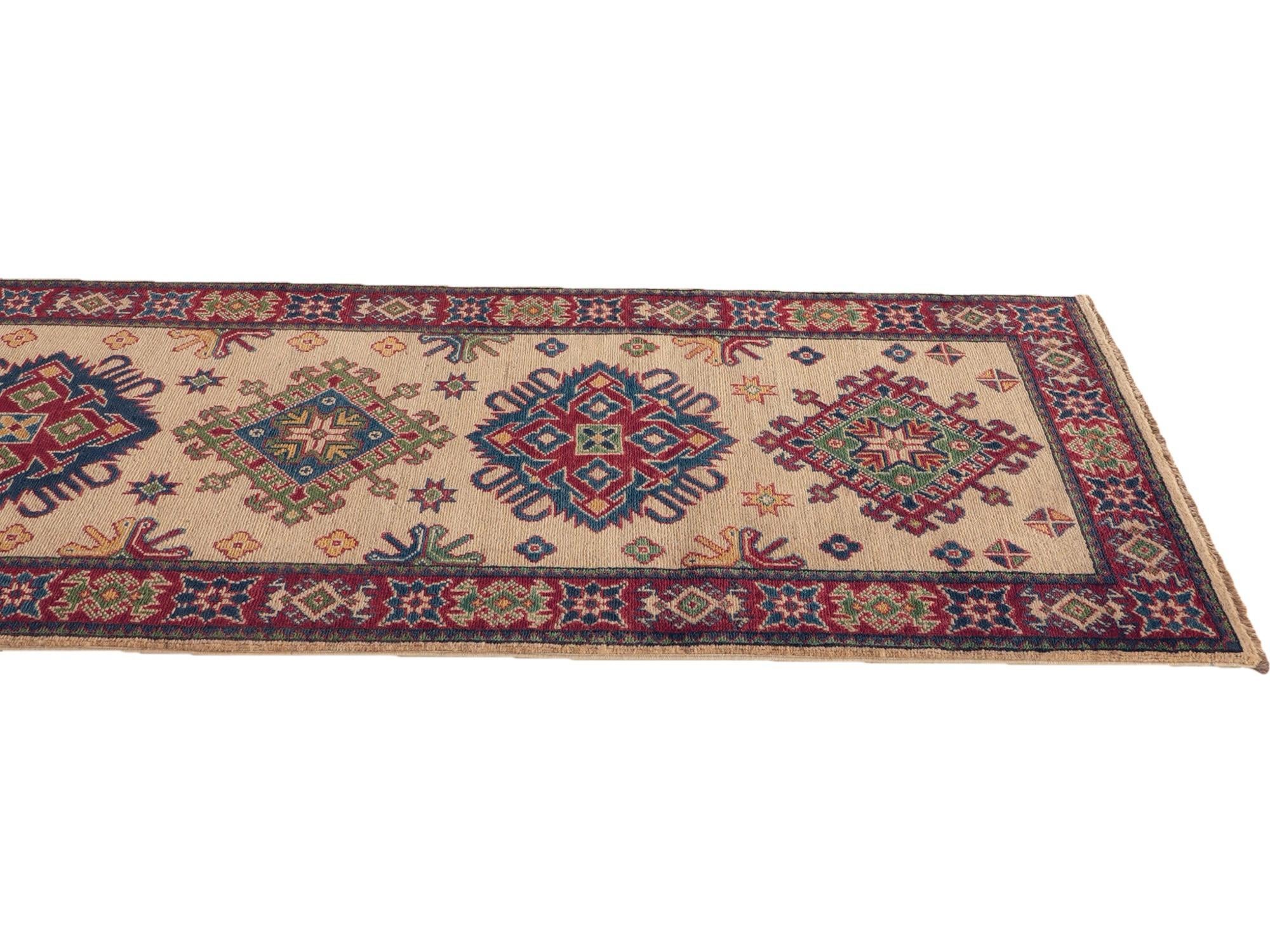 80cm x 295cm Hand Knotted Kazak Runner Rug