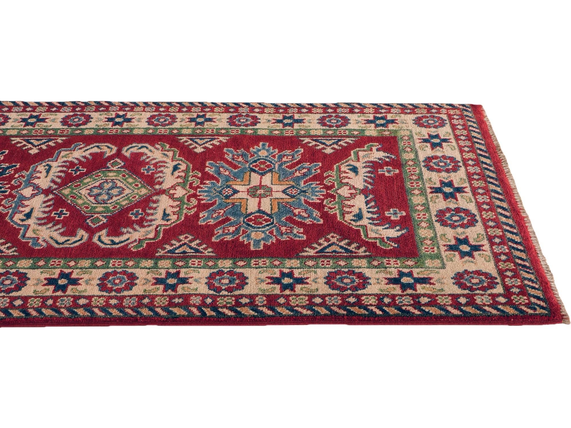 80cm x 215cm anudado a mano Kazak Alfombra Pasillera