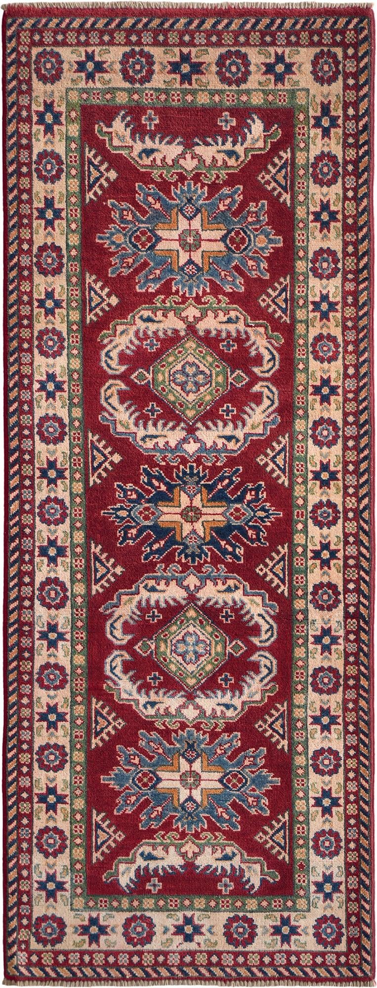 80cm x 215cm anudado a mano Kazak Alfombra Pasillera