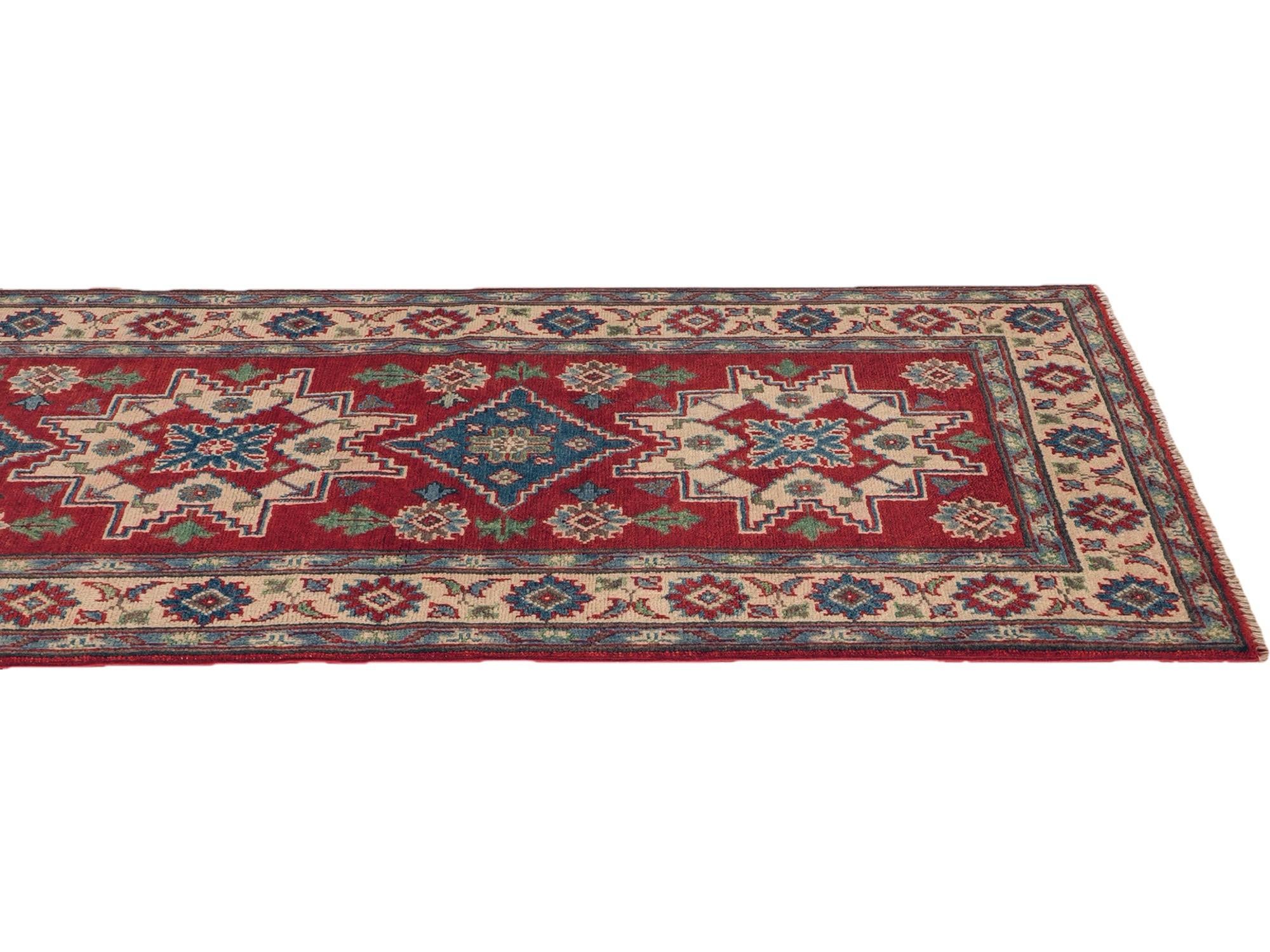 80cm x 210cm Hand Knotted Kazak Runner Rug