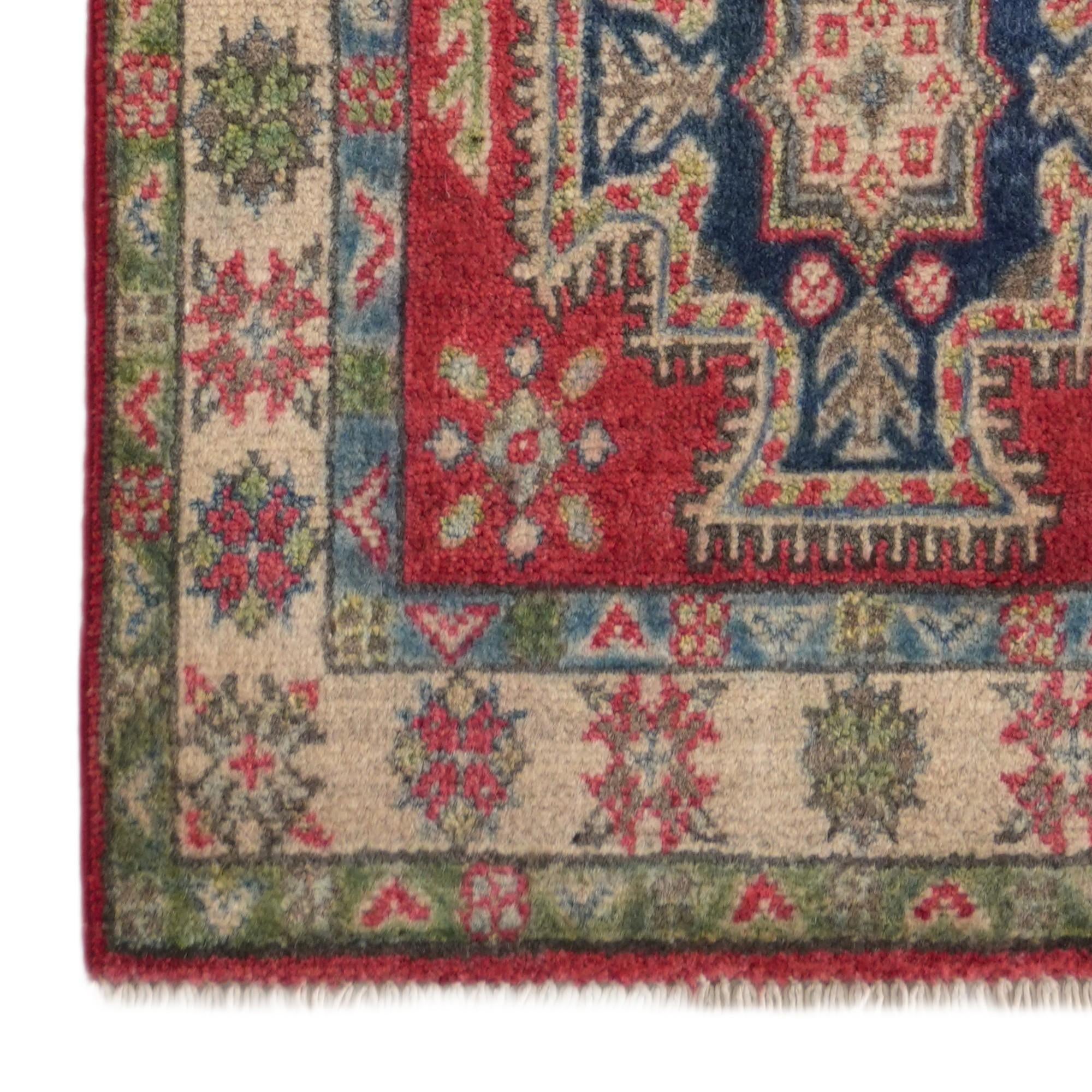 60cm x 195cm anudado a mano Kazak Alfombra Pasillera