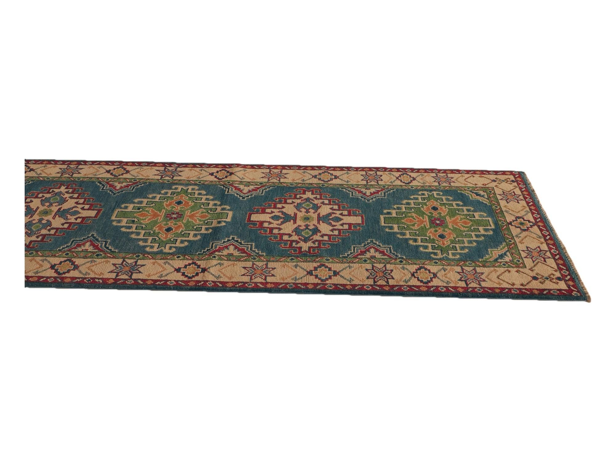 80cm x 485cm anudado a mano Kazak Alfombra Pasillera