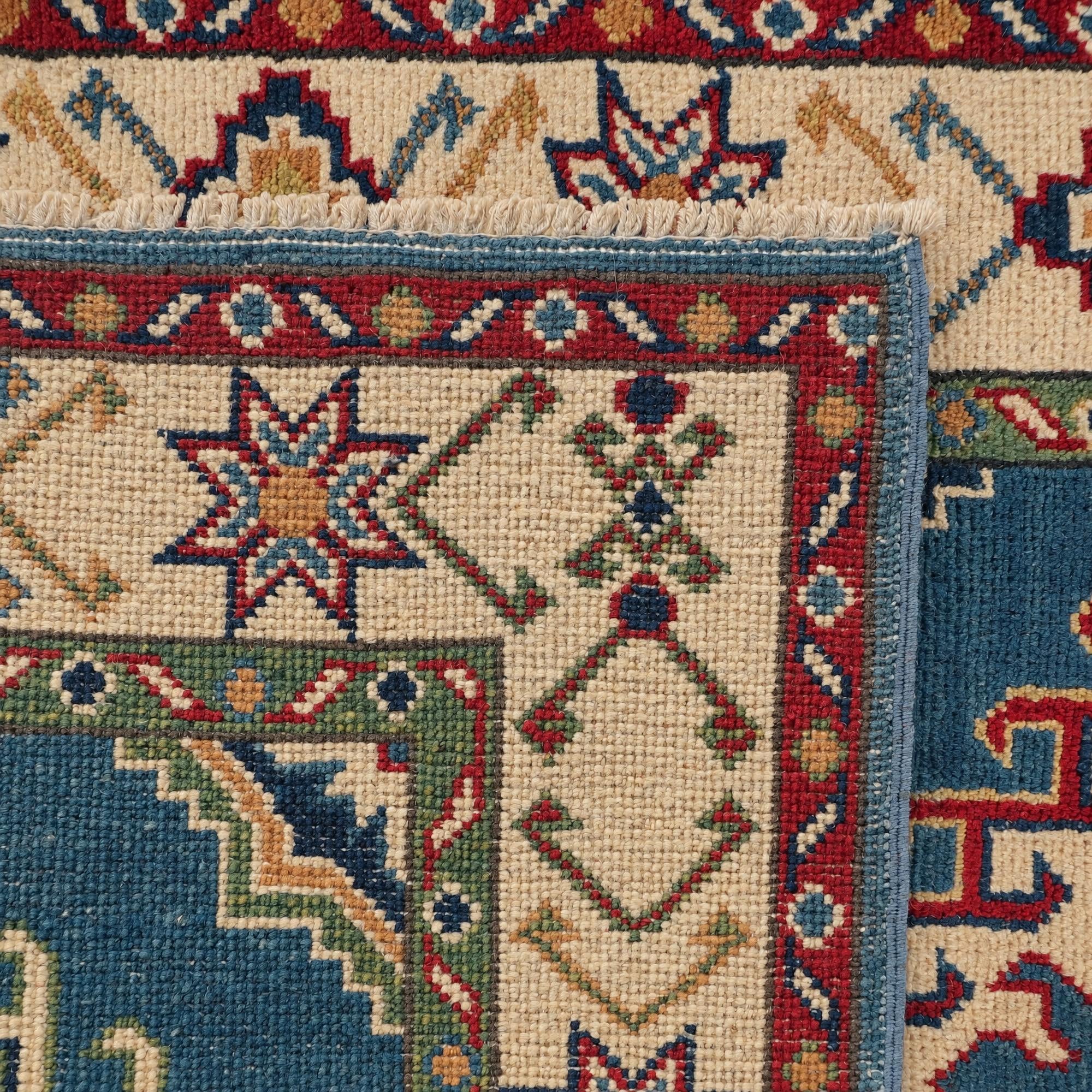 80cm x 485cm Noué main Kazak Tapis Tapis de couloir