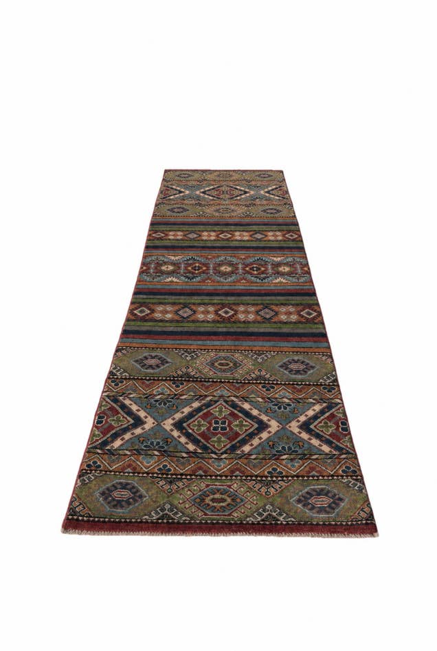 Detail image of 2' 7 x 9' 9 Hand Knotted Kazak Runner Rug