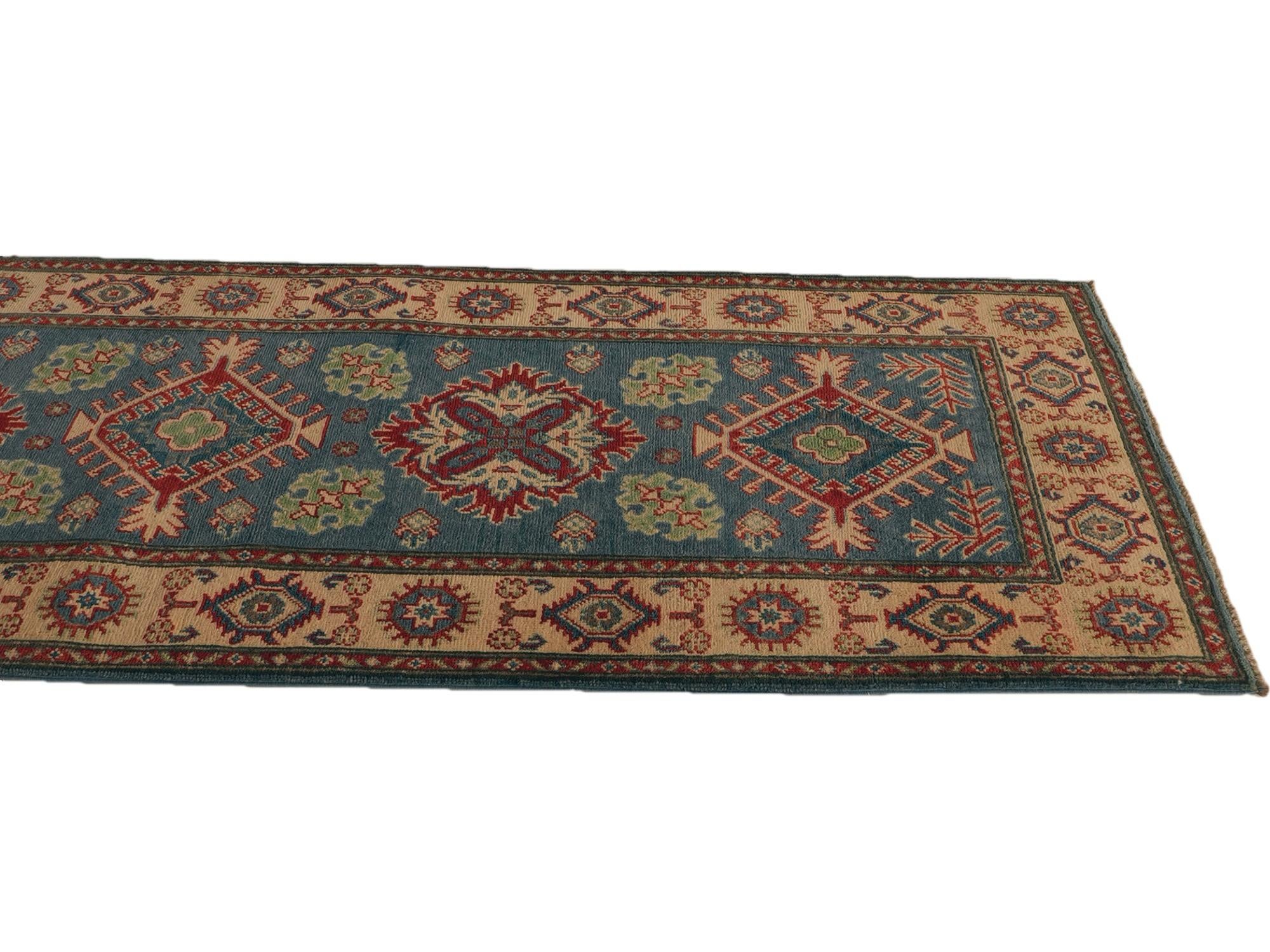85cm x 300cm anudado a mano Kazak Alfombra Pasillera