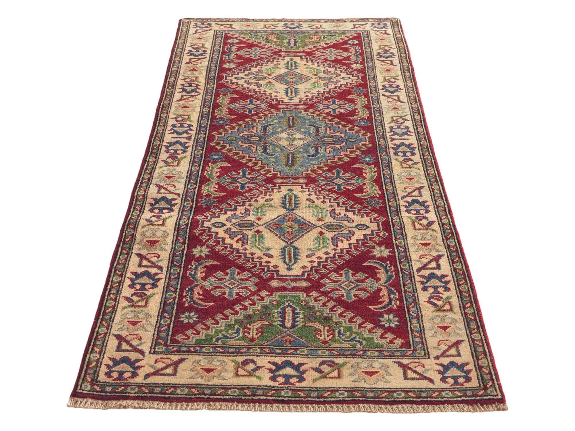 85cm x 195cm Hand Knotted Kazak Runner Rug