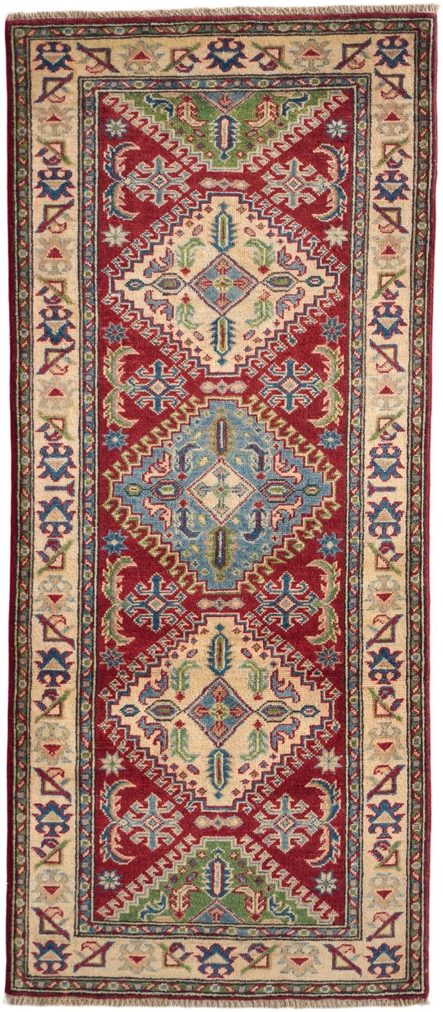 85cm x 195cm Hand Knotted Kazak Runner Rug