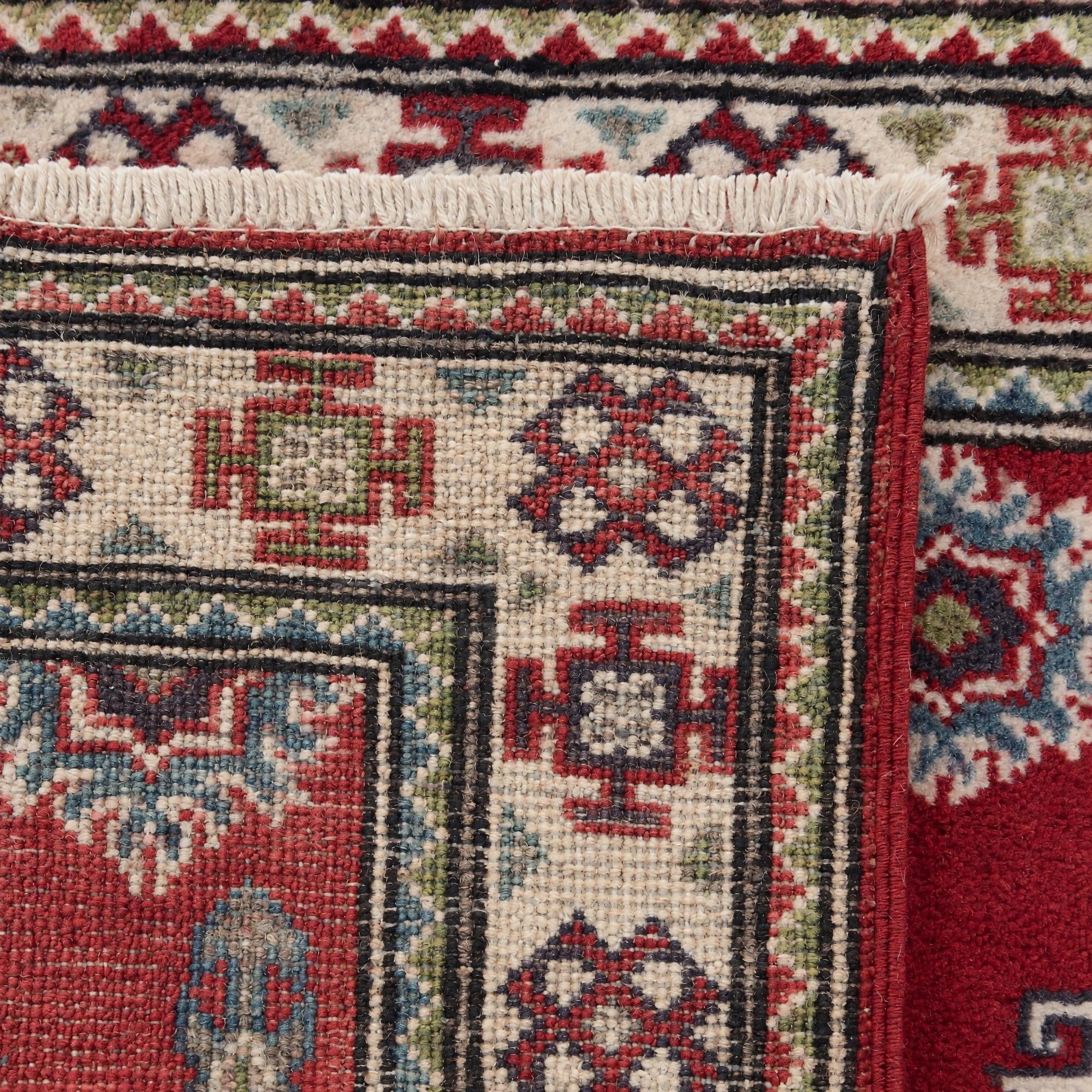65cm x 190cm anudado a mano Kazak Alfombra Pasillera
