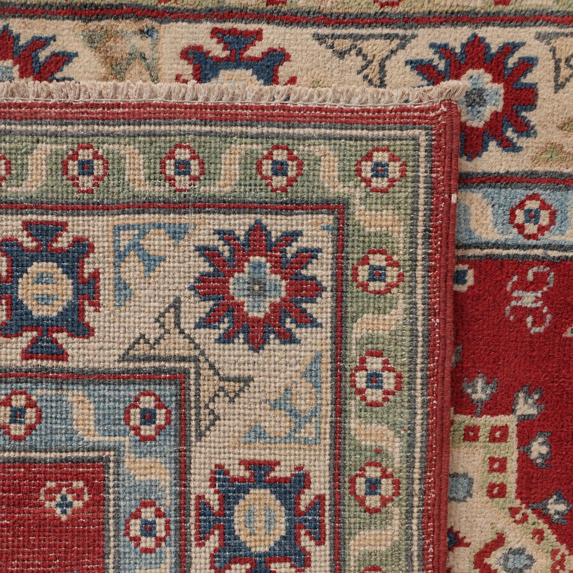 Detail image 11 of 11: 2' 8 x 9' 10 Hand Knotted Kazak Runner Rug