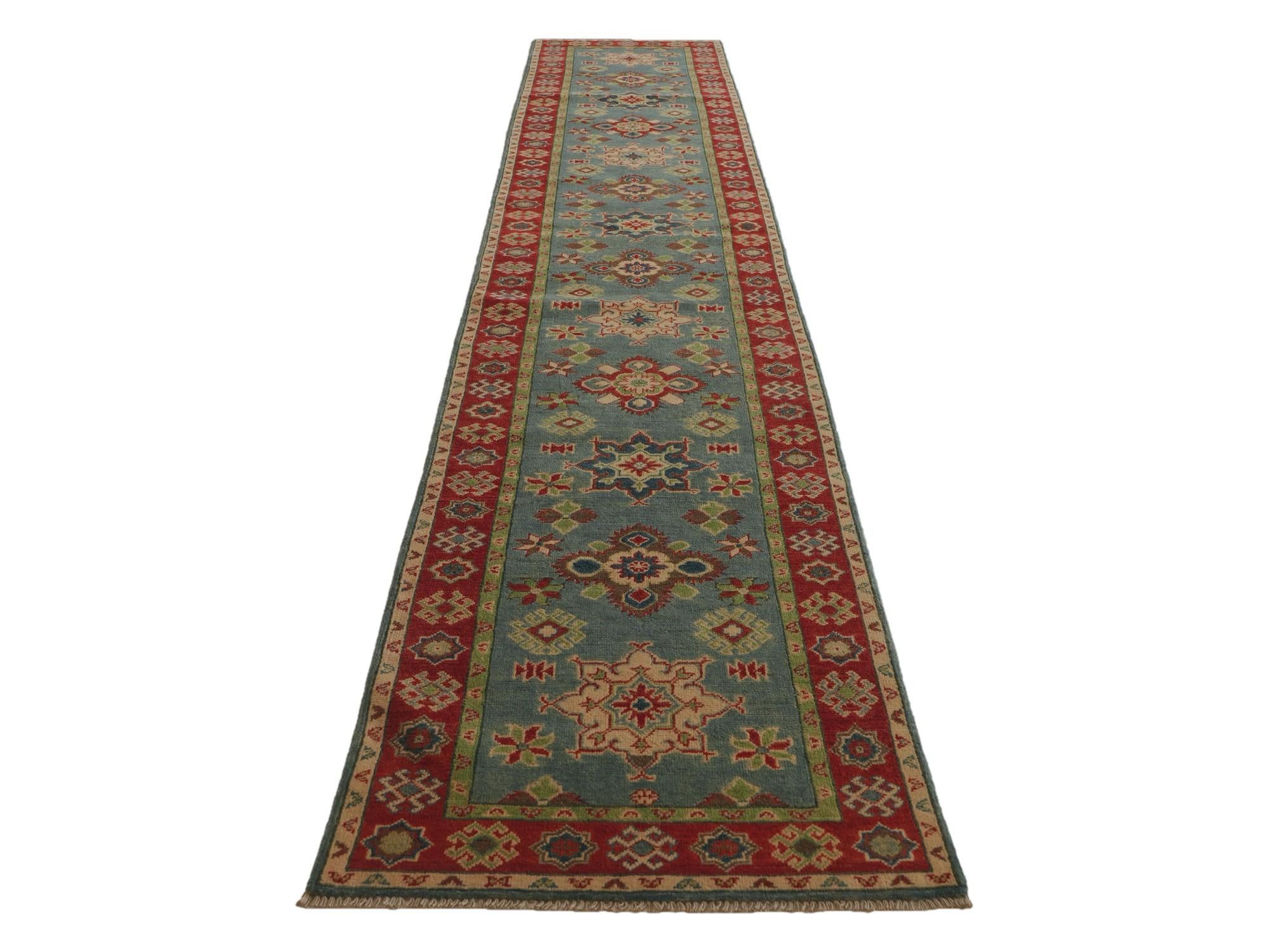 80cm x 490cm Handgeknüpft Kazak Läufer Teppich