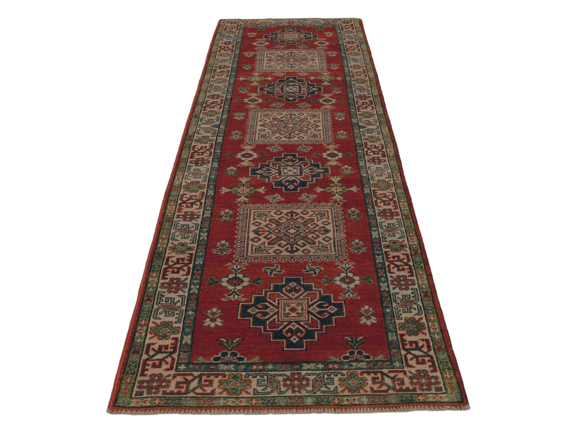 2' 11 x 10' Hand Knotted Kazak Runner Rug