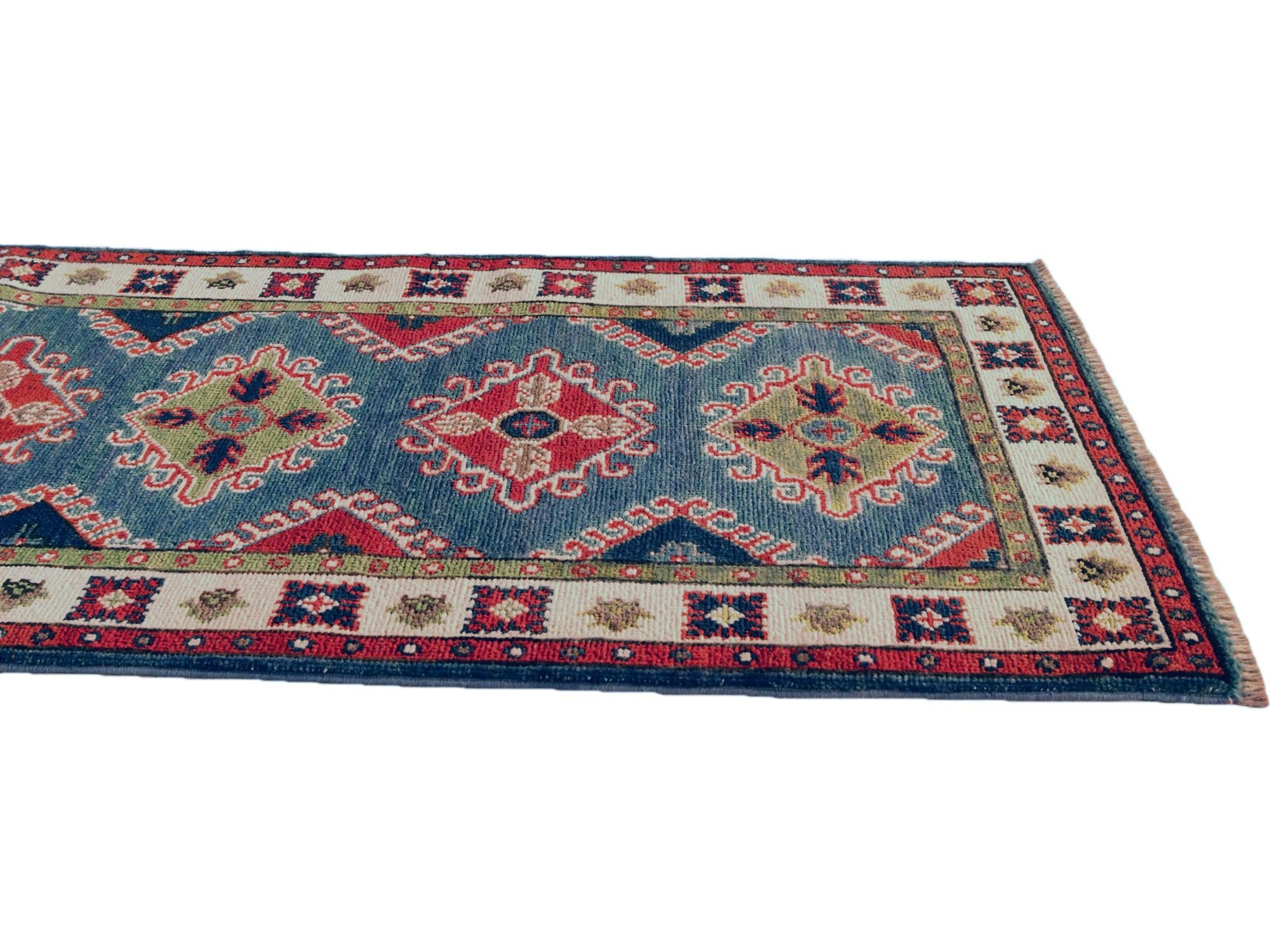 65cm x 180cm Hand Knotted Kazak Runner Rug