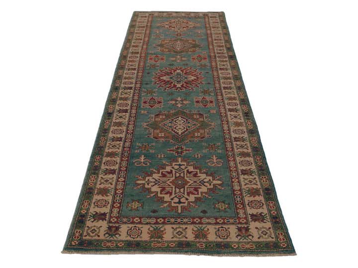 3' 2 x 11' 10 Hand Knotted Kazak Runner Rug