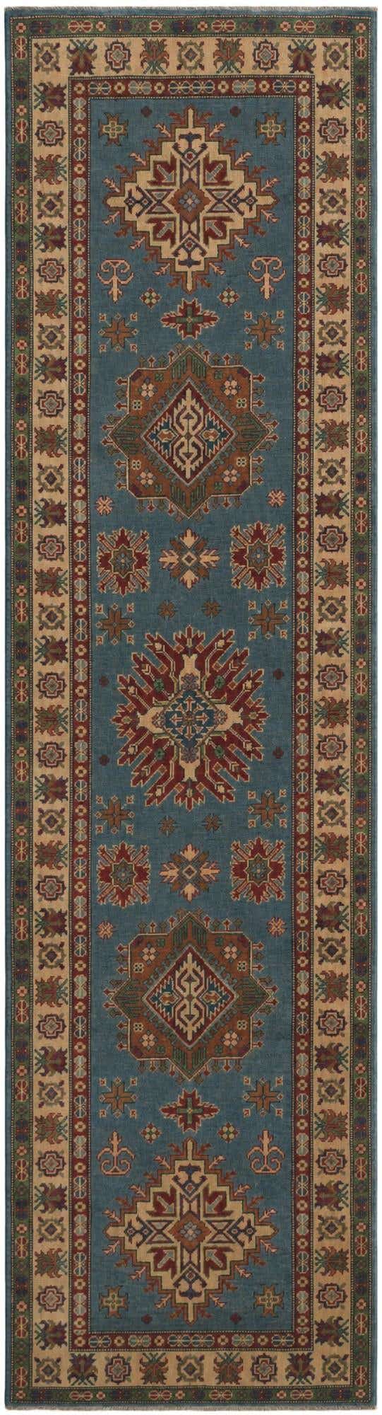 3' 2 x 11' 10 Hand Knotted Kazak Runner Rug