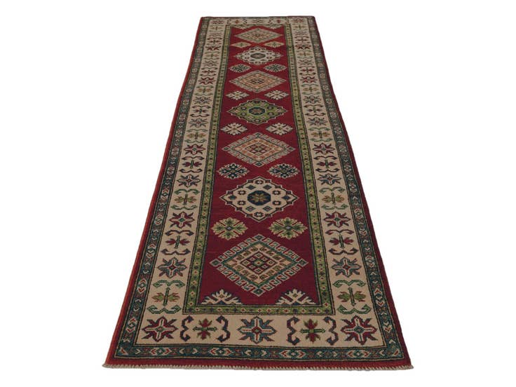Detail image of 2' 6 x 9' 9 Hand Knotted Kazak Runner Rug