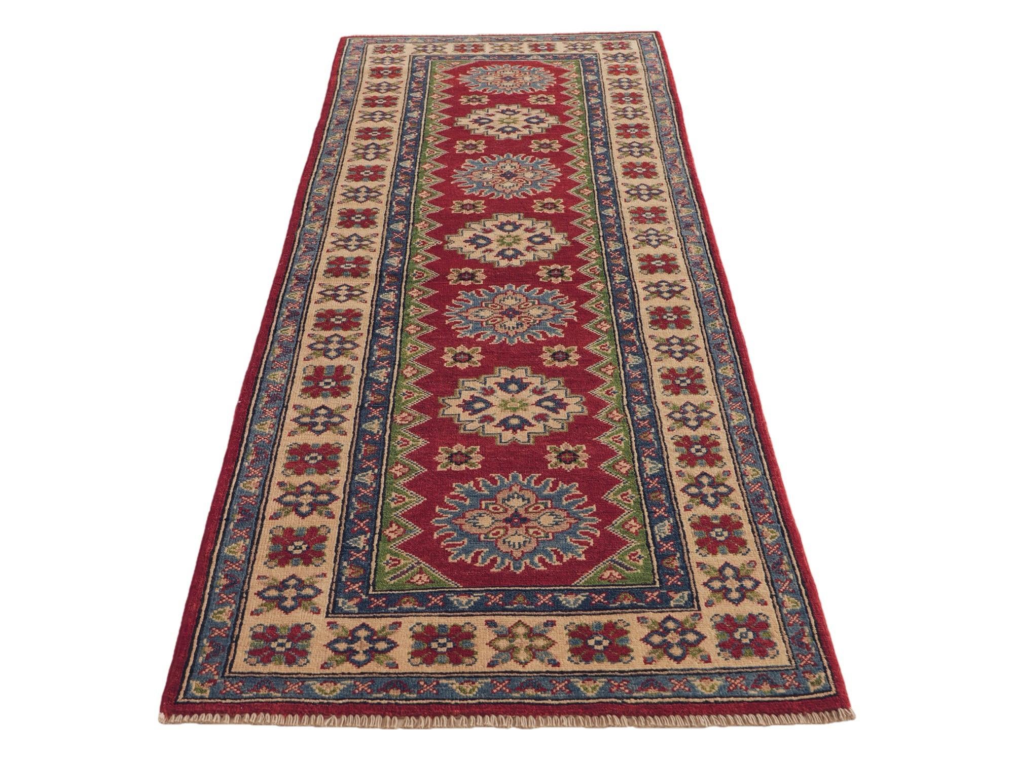 80cm x 235cm anudado a mano Kazak Alfombra Pasillera