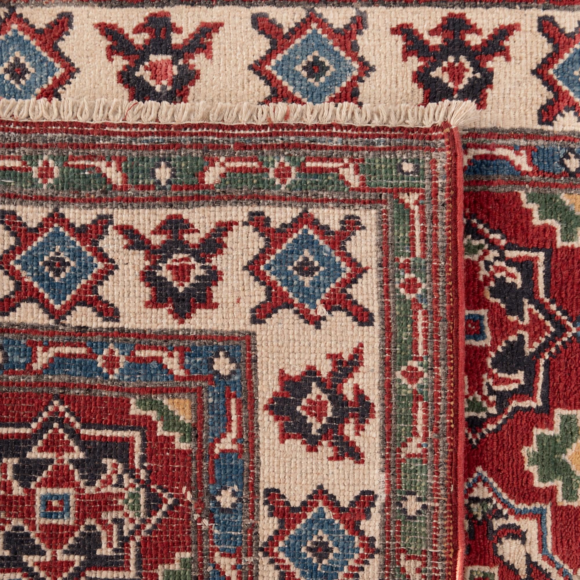 80cm x 300cm Hand Knotted Kazak Runner Rug