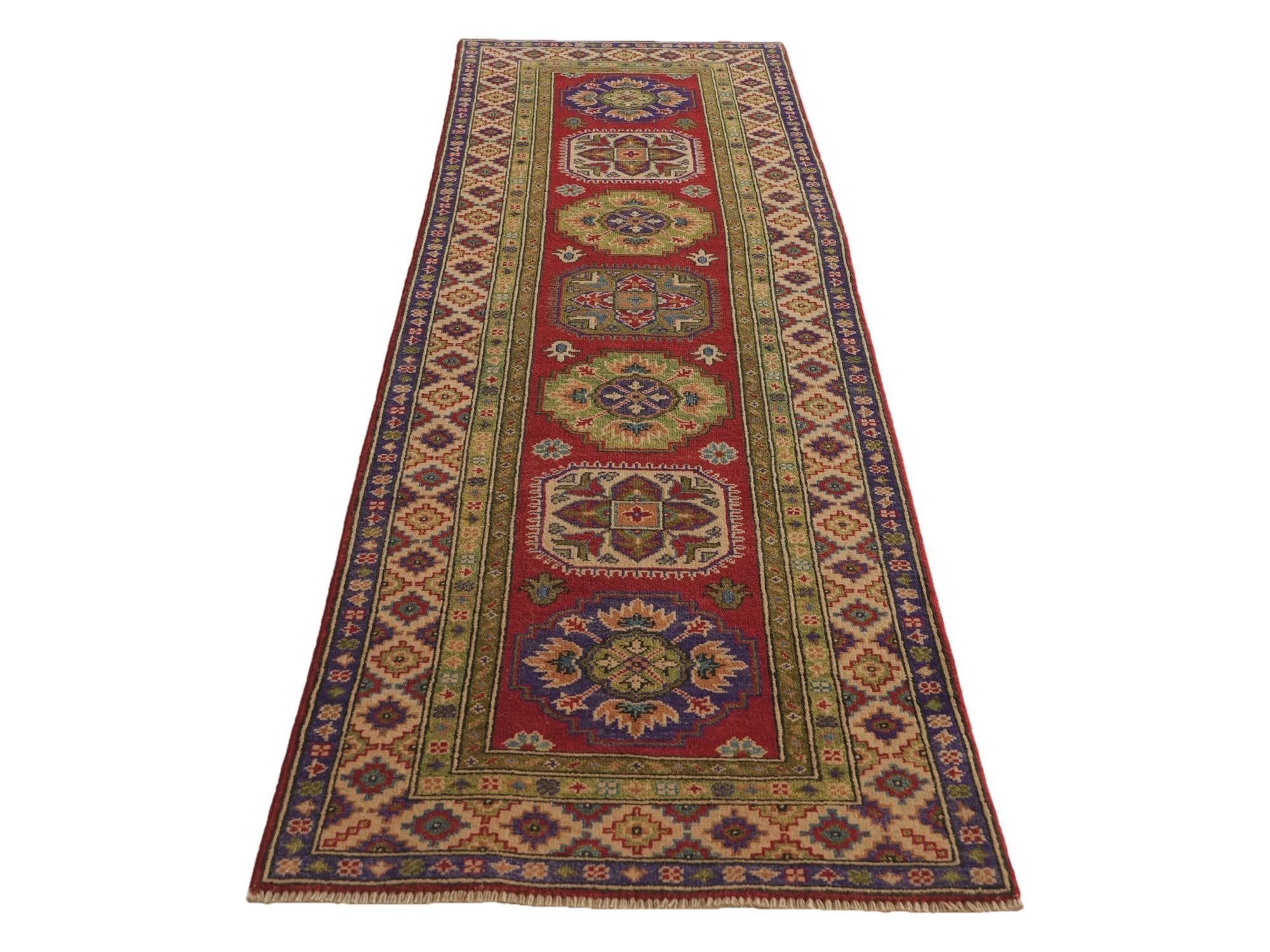 80cm x 275cm Hand Knotted Kazak Runner Rug
