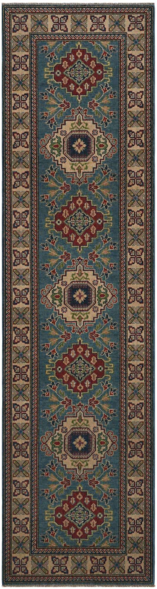 2' 7 x 10' Hand Knotted Kazak Runner Rug
