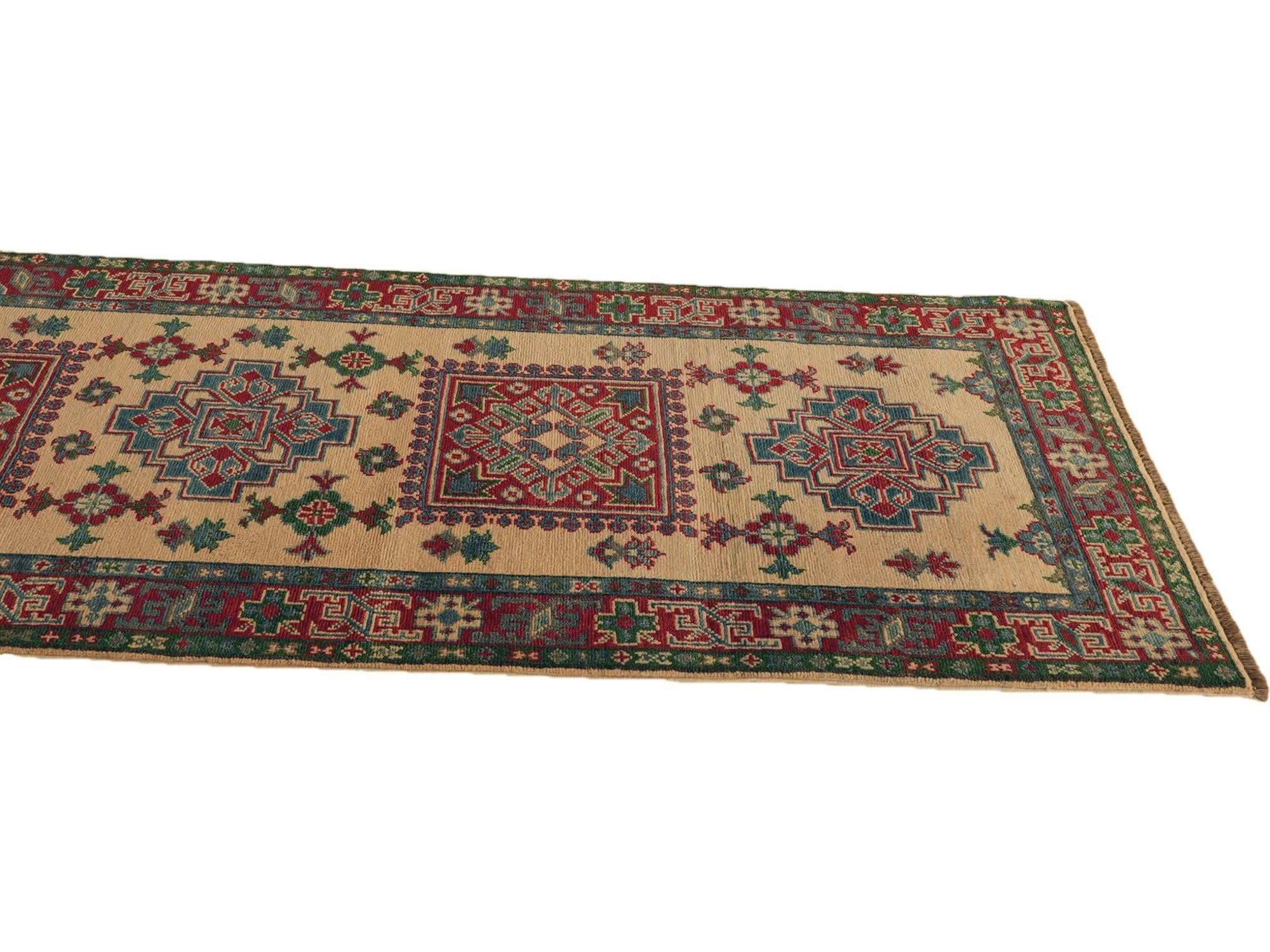 80cm x 300cm Hand Knotted Kazak Runner Rug