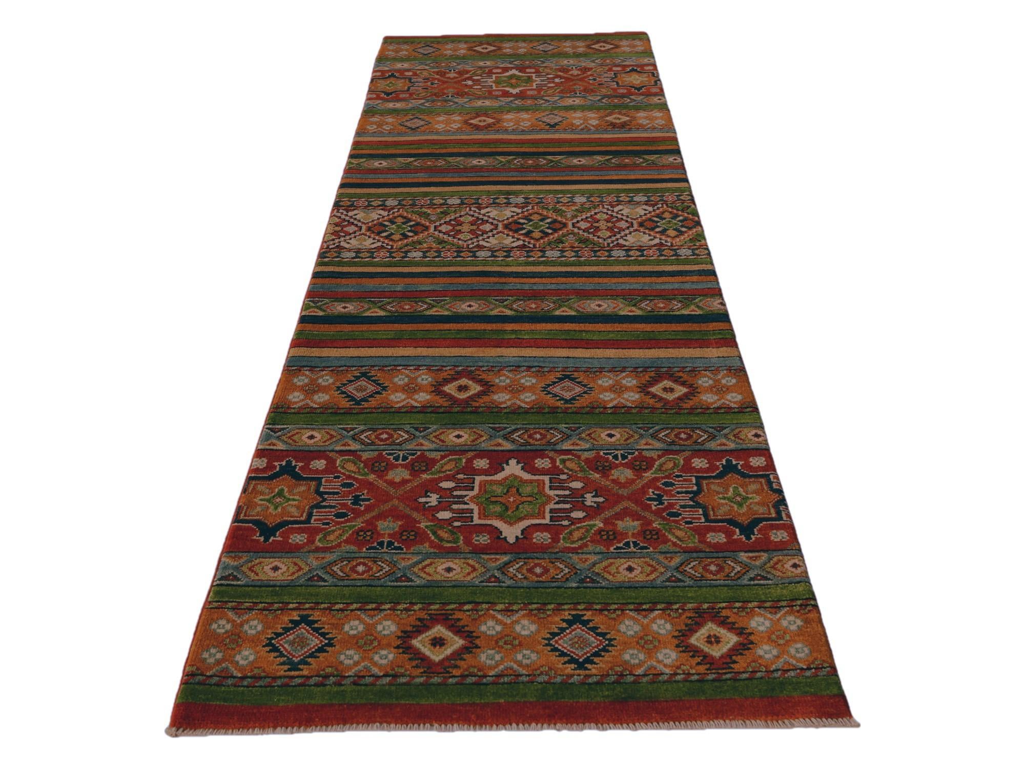 2' 8 x 9' 9 Hand Knotted Kazak Runner Rug