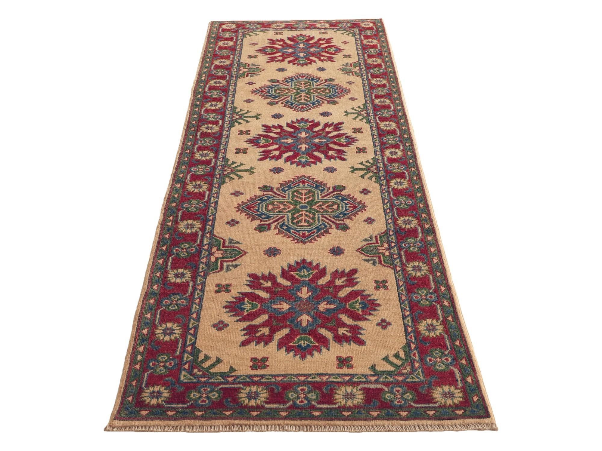 80cm x 245cm anudado a mano Kazak Alfombra Pasillera