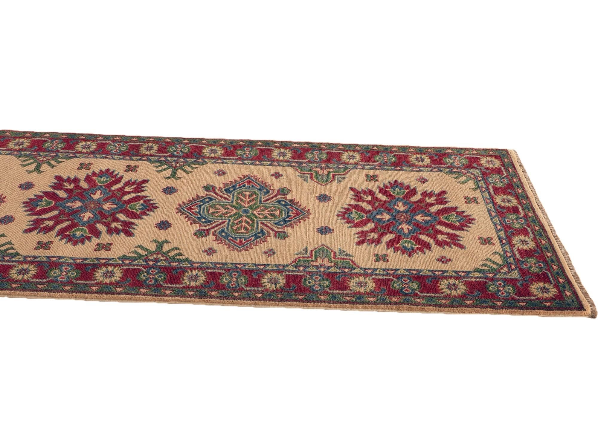 80cm x 245cm anudado a mano Kazak Alfombra Pasillera