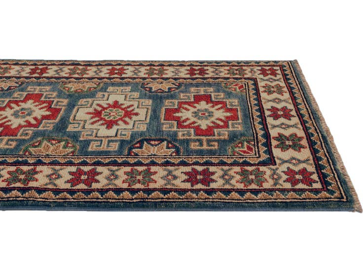 Detailansicht von 60cm x 190cm Handgeknüpft Kazak Läufer Teppich