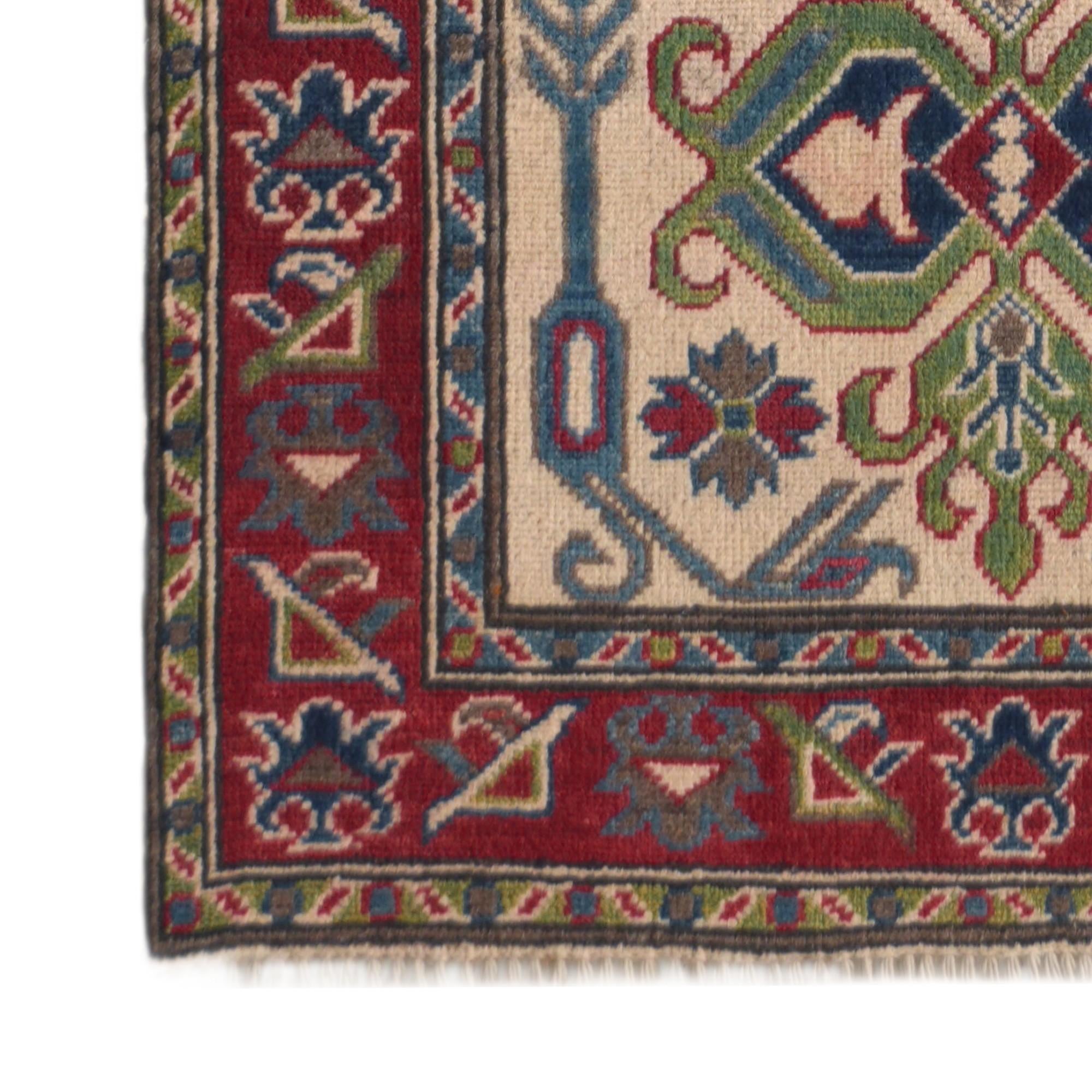 80cm x 295cm Hand Knotted Kazak Runner Rug