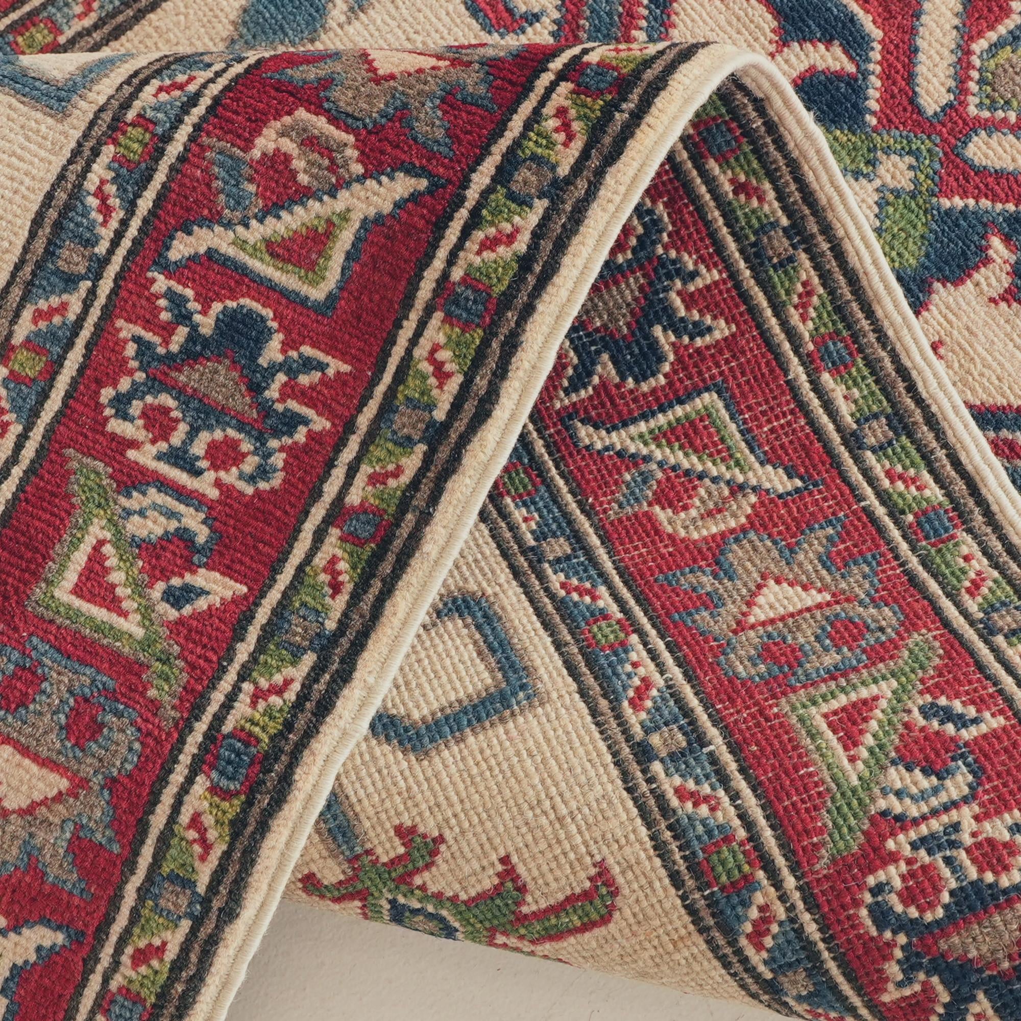 80cm x 295cm Hand Knotted Kazak Runner Rug