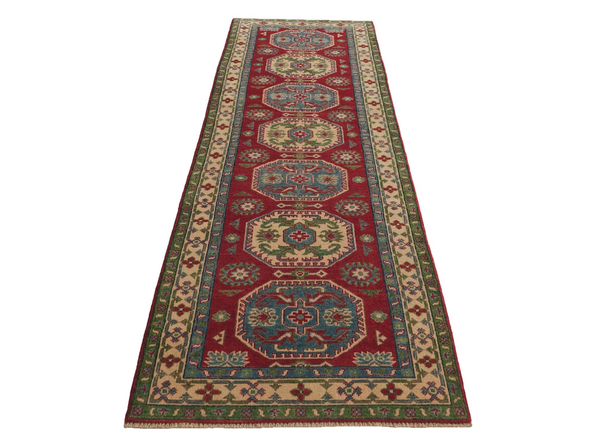 80cm x 300cm anudado a mano Kazak Alfombra Pasillera