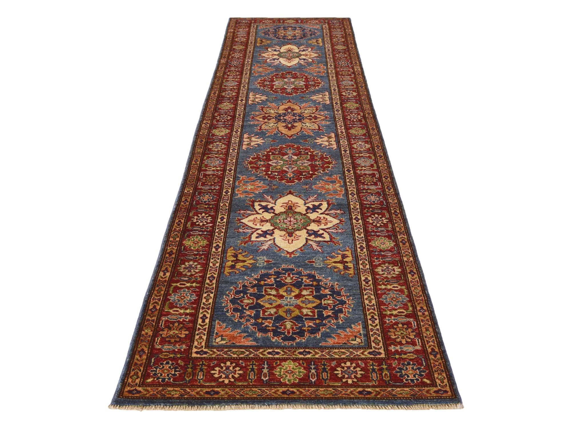 2' 7 x 10' 9 Hand Knotted Kazak Runner Rug