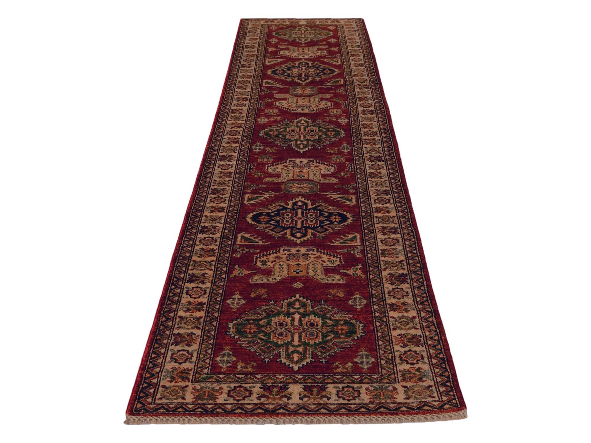 2' 5 x 10' Hand Knotted Kazak Runner Rug